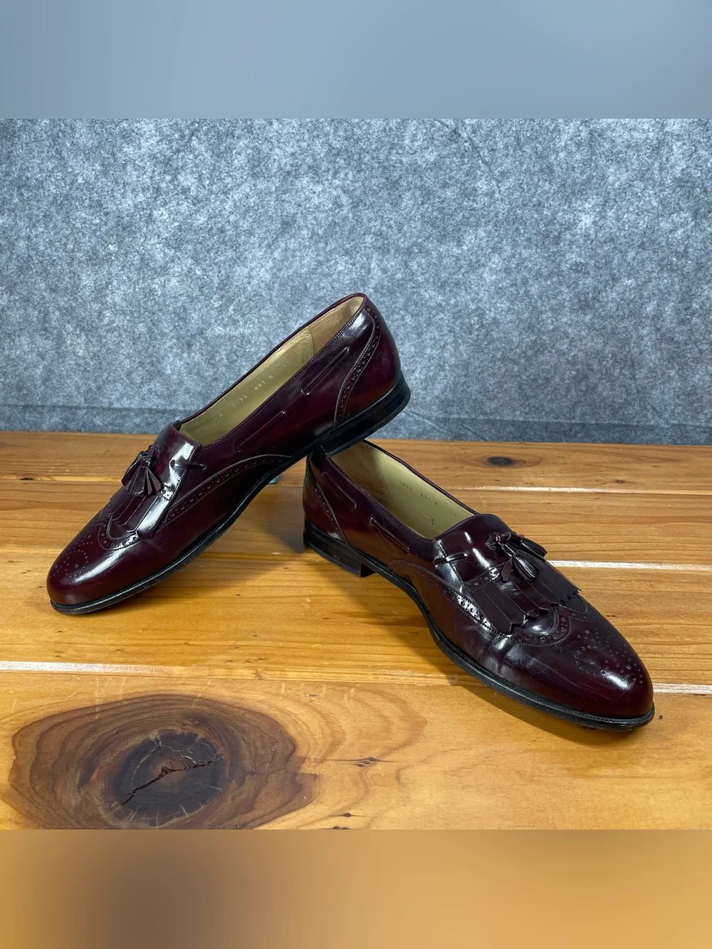 Mezlan Mens 11 B Burgundy Leather Kiltie Tassel Loafer Dress Shoe Made In Spain